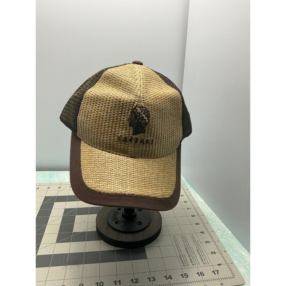 Caesars Palace Brown Woven Straw Mesh Trucker Hat‎ Las Vegas Logo Cap OSFA